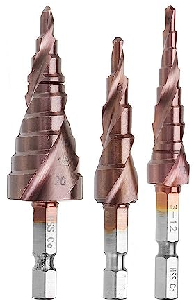 HSS M35 Kobalt Stufenbohrer HSSCO Schnellarbeitsstahl Kegel Sechskantschaft Metallbohrer Werkzeugsatz Loch for Edelstahl 1 Stück (Color : 4-22mm)