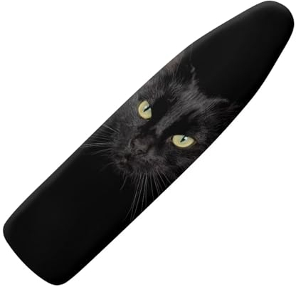 NETILGEN Bügelbrettbezüge, superweich, elastisch, für Bügelbrettbezug, kratzfest, schmutzabweisend, Größe XL, für Maße 133-140 x 40-45 cm, schwarze Katze