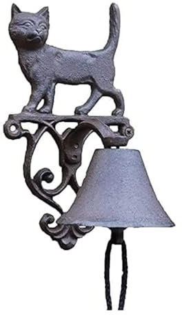 WAGLOS Schöne Katze Form Türklopfer Gusseisen Türklopfen Vintage Vordertür Pull Ring Bauernhaus Garten Manuelle Türklingel Dekor