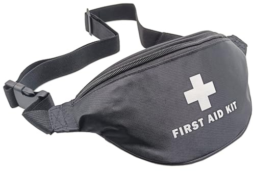 Jipemtra Erste-Hilfe-Tasche, leer, rot, Erste-Hilfe-Tasche, Outdoor, Reisen, Rettungstasche, Aufbewahrung, Überleben, Medikamententasche für Auto, Zuhause, Büro, Sport, Outdoor, Schwarze Bauchtasche