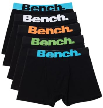 Bench Mens 'Gurdo' Cotton Boxer Shorts, 5 Pack, L, Black