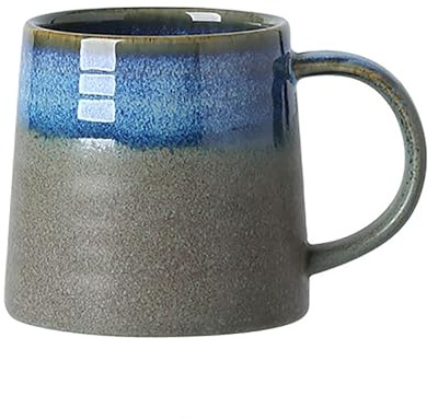 Jarsense Taza de cerámica de 450 ml, taza de café con asa, taza de desayuno, taza de avena con leche, taza de agua, taza de té (B_azul)