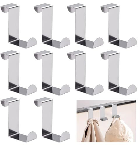 ZyFurn Türhaken, nicht gebohrt, robust, aus Edelstahl, Metall, Z-Form, wendbar, Doppelkopf, platzsparender Schrank