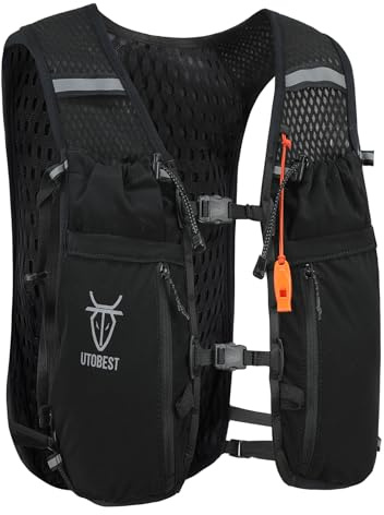 UTOBEST Laufweste Leichter Trinkrucksack 10L, Schwarz, SM