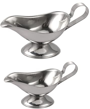Cabilock 2pcs Food Sauce Boat Stainless Steel Seasoning Cup Western Diner Dipping Sauce Cup for Condiments