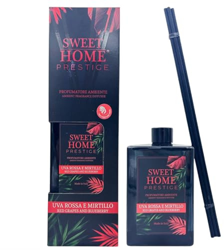 Suarez Sweet Home Prestige Profumatore per Ambiente con Bastoncini Varie Frgranze 500ml (Fragranza:, UVA Rossa e Mirtillo)