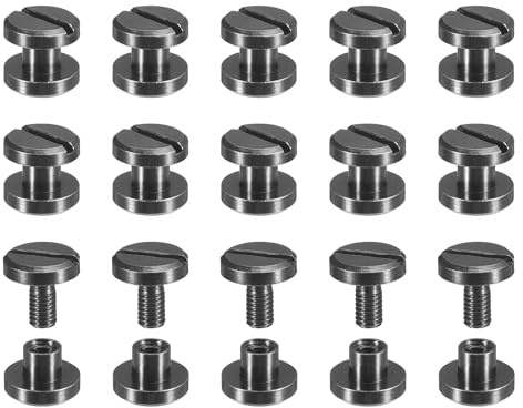 sourcing map 30Pack Brass Chicago Screws, 3x8mm Flat Head Screw Back Binding Post Nail Stud Rivets for DIY Leather Craft Belt Strap Black