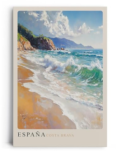 Paul Sinus Leinwandbild 40x60cm Leinwandbild Costa Brava mediterrane Küste Meeresrauschen traumhafte Natur spanische Landschaft sommerliche Ästhetik