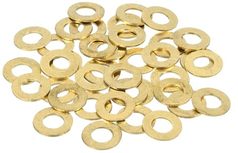 sourcing map Rondelle piatte in ottone, diametro esterno 1/2 x 1/4 ID x 0,8 mm, rondelle M6 per bulloni e viti, riparazione di macchinari, costruzione esterna, confezione da 58