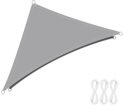 Vela Ombreggiante Triangolare 1.9x1.9x2.7m, Protezione UV 95%, Tenda a Vela con Fibbia a D in Acciaio Inox su Ogni Angolo e Cordoncino da 1.54m, Tenda Ombreggiante Esterno Adatta per Giardini, Piscine