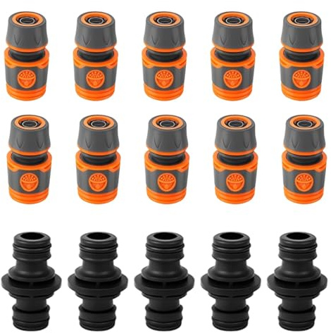 KRYMXAR Schlauchverbinder Set, 15 Stück Schlauchkupplung 1/2 Zoll, Gartenschlauch Verbinder für Gartenbewässerung, Autowäsche und Haushaltswasserleitung