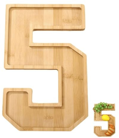 Hayaww Planche à charcuterie en bois en forme de chiffre Ensemble De Palettes en Bois pour Plateau De Service De Chiffres Plateau à Charcuterie en Forme de Chiffres Numéroté pour anniversaire (5)