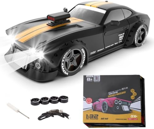 WANENGEDIY RC Drift Auto mit ESP-Kreisel, 1:32 4WD Vollproportional Ferngesteuertes Drift Auto Car mit LED Licht und Driftreifen, Sportwagen Rennspielzeug Geburtstagsgeschenke für Erwachsene Jugend