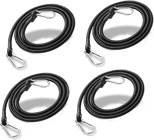 Bungee Cords with Carabiner Hooks 60cm Heavy Duty Pack of 4 | UV-Resistant Elastic Straps; For Roof Racks Camping Motorcycle Tarpaulin Bike