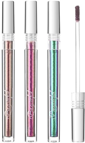 AUYAO Liquid Metallic Eyeshadow Farbwechsel 3PC Set Flüssig Lidschatten-A | Perlen-Finish Chameleon Flüssiger Makeup Changing Langanhaltende Wasserfe Lack Glanz Duochrom Glitter Multichrome Lidschatten