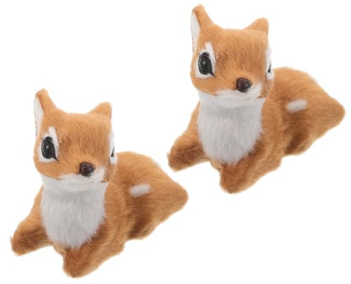 BESTonZON 2 Stück Weihnachtsrentier Dekofigur Aus Weichem Material Braun Kleine Rentierfigur Tischdekoration Für Zuhause Büro Weihnachten