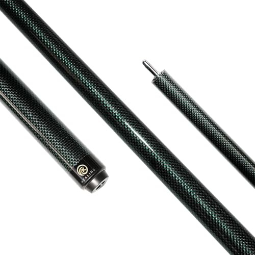 Taco de billar profesional de fibra de carbono de 58 pulgadas, estructura de 1/2 con conector de liberación rápida de 3 dientes, punta de cuero de alta calidad de 12.4 mm, 19-20 onzas, imprescindible