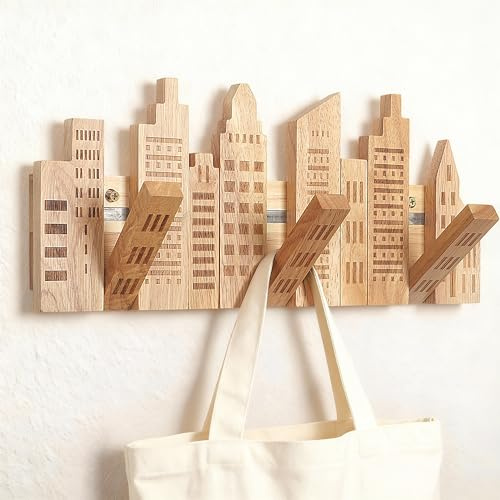 Massivholz-Garderobe klappbar magnetisch 5Haken Skyline: für Flur