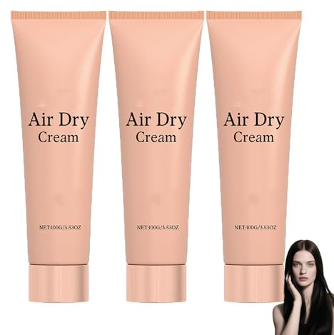 Lufttrocknende Creme – Glättende, lufttrocknende Haarcreme ohne Hitze, Anti-Frizz-Feuchtigkeitscreme für langanhaltende Feuchtigkeit, nährend und stärkend für gesundes, glänzendes Haar (3pcs)