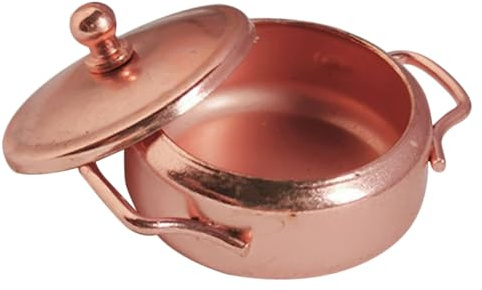 BESPORTBLE Ustensiles Cuisine Miniature en Alliage pour Maison de Poupée, Marmite Mini Vintage Cuivre, Pot Décoratif pour Accessoires Maison Poupée, Modèle Cuisine Miniature Réaliste