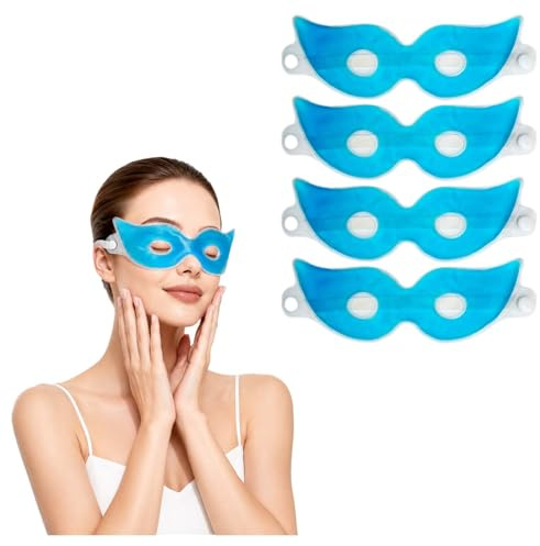 4 pièces Masque oculaire rafraîchissant, 22*7cm, Masque en Gel pour les Yeux, Masque yeux froid, Masque gel yeux chaud et froid, Masquegel yeux froid, soulage les migraines et la sécheresse oculaire.