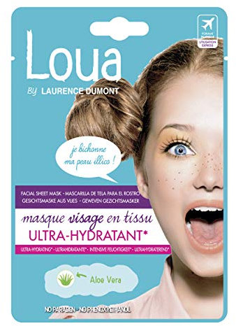 Loua - Máscara facial de tela ultra hidratante con aloe vera