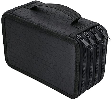 NUOLUX 72-Hole Pencil Bag Black Federmäppchen Mäppchen 4-Fach Stifte Organizer FüR Schule BüRo Und Reisen ReißVerschluss Federtasche FüR Bleistifte Gelstifte Und Aquarellstifte