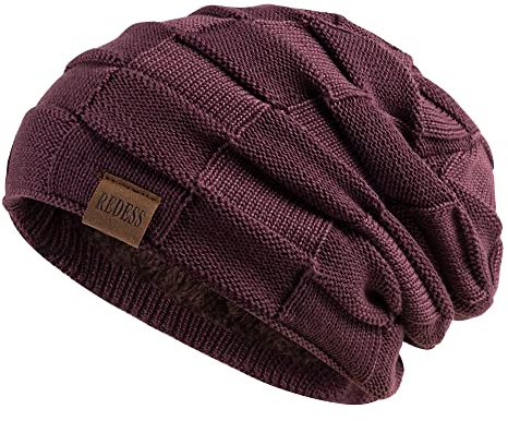 REDESS Beanie Hat för män och kvinnor vintervarma mössor Stickning Slouchy tjock skalle Cap