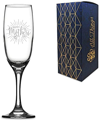 Say it with Glass by the CNC Group Novelty Engraved/Printed Prosecco Champagne Flute - Happy Mothers Day - Engraved