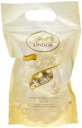 Lindt Lindor Beutel Weiß 1 kg, gefüllt mit Lindor Kugeln aus weißer Lindt Chocolade mit einer zartschmelzenden Füllung