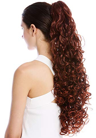 WIG ME UP - MKB-21-V-33T130 Toupet Coda di cavallo Fermacapelli a pettine Molto lunghi Voluminosi Ricci Mogano Castano rossiccio Mèches