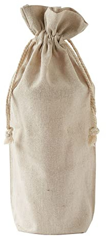 | 3 Leinensäckchen, Flaschenbeutel, Leinenbeutel mit Baumwoll-Kordel, Stoffbeutel, Geschenkverpackung für Geburtstag, Hochzeit, Weihnachten... (37x15 cm)