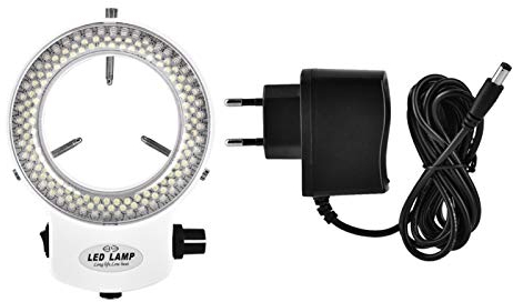 Akozon Mikroskop LED-Licht, Mikroskop-Kamera 144 LED-Perlen Lichtquelle Helligkeit einstellbar Ringlampe für Stereomikroskop & Kamera(EU Stecker)