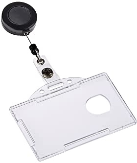 Ausweishalter mit Jojo 10er Set, Hartplastik Offen, 54x85mm, Schwarz | 80cm Auszugslänge, Metall-Gürtelclip, Druckknopf-Befestigung, Für ID-Karten Zugangskarten Namensschilder Schlüssel Ausweise