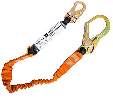 Portwest - Single 140kg Fall Arrest Lanyard with Shock Absorber - Black/Orange - 180cm