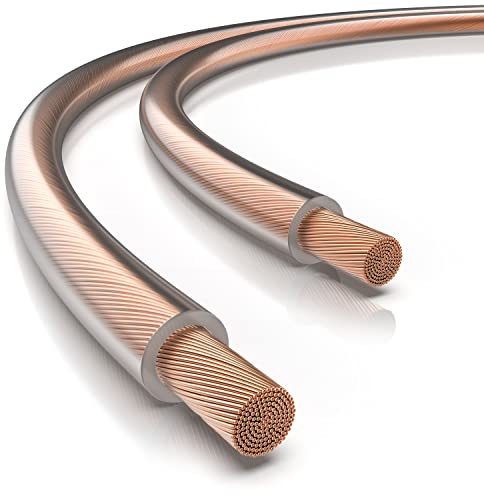 CSL - Lautsprecherkabel OFC - 30m - 2x2,5 mm² Boxenkabel - reines Kupfer - Boxenkabel - Speaker Cable – LS Kabel - transparent mit Polaritätskennzeichnung - für Lautsprecher & Surround Systeme