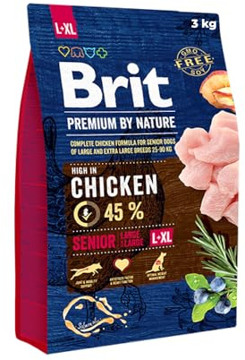 Brit Premium by Nature Senior L/XL - Alimento seco para Razas Grandes de Perros, alimento Completo, Ayuda a la digestión, articulaciones y defensas, 3 kg