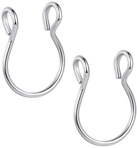 Popuhoops 2pcs Surgical Steel 20G 8mm Fake Nose Ring Hoop for Faux Lip Septum Nose Ring Set Non Piercing Clip On Hoops Faux Piercing Helix Cartilage Lip Septum Jewelry Set
