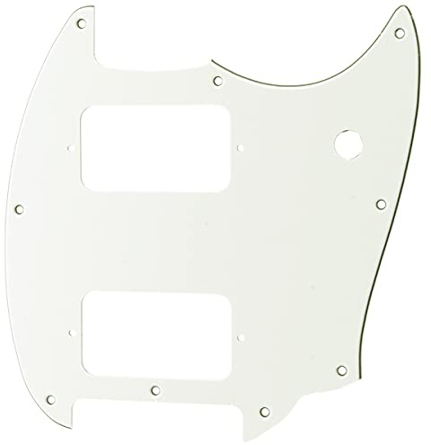 Musiclily Pro 9 Fori Round Corner HH Battipenna 2 Pick up Humbucker Pickguard per Chitarra Elettrica Squier Bullet Series Mustang, 3 Strati Bianco