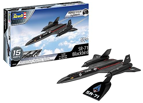 Revell Easy-Click Modellbausatz SR-71 Blackbird I Legendäres USAF-Spionageflugzeug 1:144 I Detailreich, einfacher Zusammenbau durch Stecksystem I Kein Kleben I Für Modellbau-Einsteiger ab 10