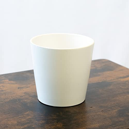 SMPLY. Macetero Decorativo de Cerámica Redondo para Plantas Interior y Exterior Ideal para Terrazas y Jardínes 15 x 14 cm Blanco