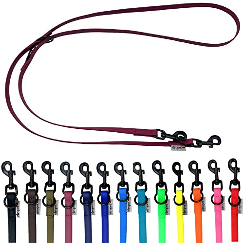 Biothane Hundeleine kleine Hunde/große Hunde verstellbar 2m / 2,40m / 2,80m / 3,50m / 5m schwarzer Haken (5m X 13mm, Bordeaux)