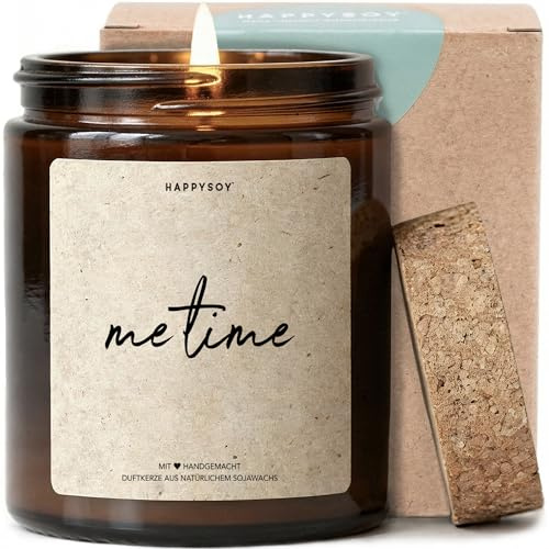 Me Time - Duftkerze mit Spruch als liebevolle Geschenkidee für Frauen, Freundin, Schwester, besondere Auszeit, Kerze im Glas mit blumigem Duft