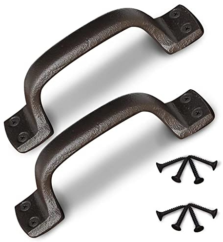 Keponbee Scheunentor Griff Vintage Schiebetürgriff Gusseisen Innentüren schiebetorgriffe für Gartenhäuser, Holztore, Küchenschränke, Kleiderschränke, Rustikales Braun