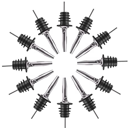 Pafusen 12 Pack Pour Spouts for Liquor Bottles, Liquor Pour Stainless Steel Classic Bottle Speed Pourers with Tapered Spout，Free Flow Pourers，Most Fit Classic Bottle's Lip 3/4