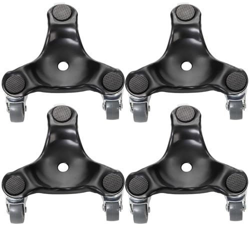 Peohud 4 Pack Steel Tri-Dolly, 3 Wheel Furniture Mover Dolly, 180 Lbs Load Capacity Each Pack, Triangle Swivel Caster Easy Moving Tools for Heavy Cabinet, Furniture, Appliances, 6.5 Inches