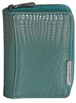 Mini Damen-Geldbörse von Jennifer Jones - kleine sehr feine Leder Börse Mini Croco-Optik Damengeldbörse Portemonnaie Geldbeutel Reisebörse (Türkis) - präsentiert von ZMOKA®