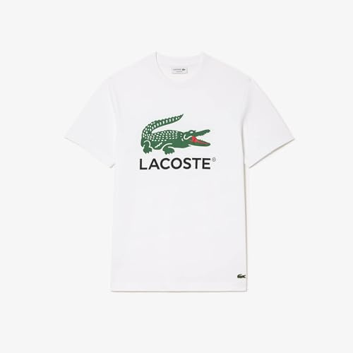 Lacoste T-Shirt de Sport à Manches Longues pour Homme, Blanc, XL