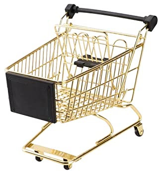 Fenteer Mini Einkaufswagen Geburtstagsgeschenk Mini Supermarkt Handwagen für Kinder Jungen Kinderspielzeug, Golden