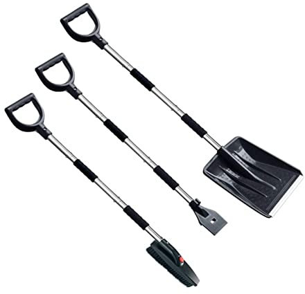 Pelle à Neige Pliable, Pelle à Neige Pliante Multifonctionnelle, Grattoir à Glace, Brosse à Neige, 3 en 1 Facile à Monter, Outils Suppression Xiaolan